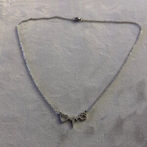 Chic Silver Heartbeat Necklace with Paw Charm